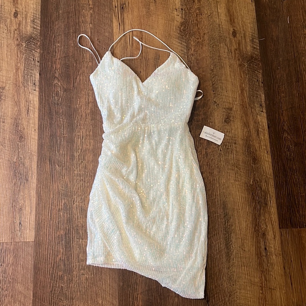 White sequin dress NWT XS